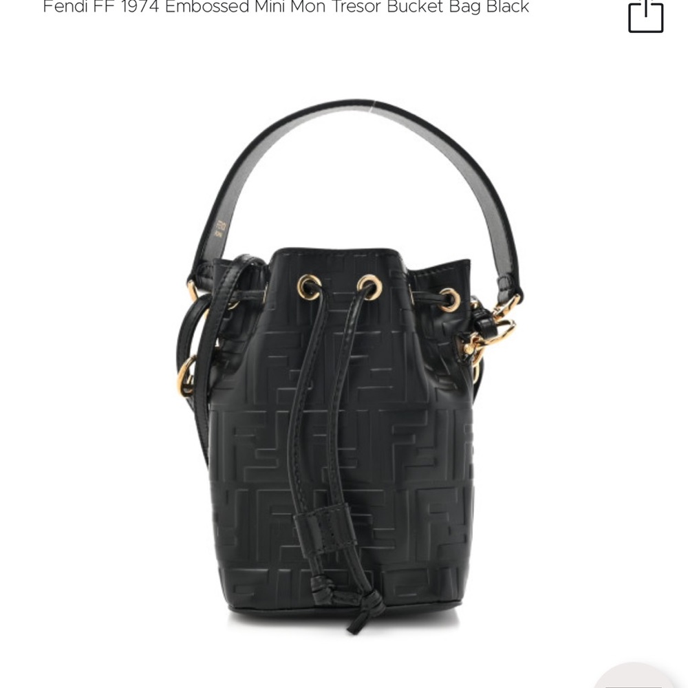 Fendi Black Embossed Mini Bucket Bag
